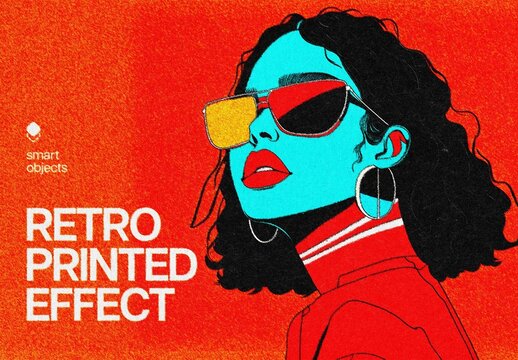 Retro Printed Effect Mockup