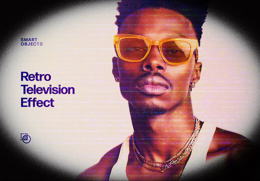 Retro Television Photo Effect Mockup