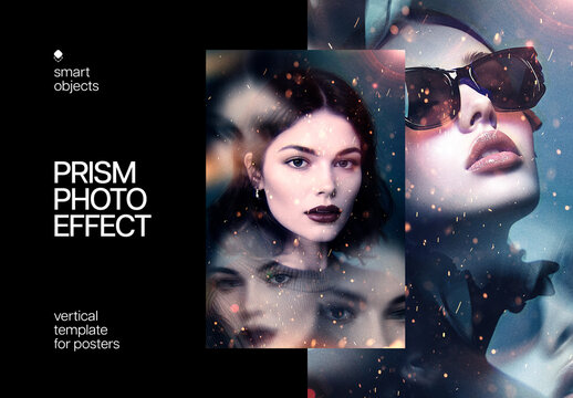 Prism Light Leak Poster Photo Effect Mockup
