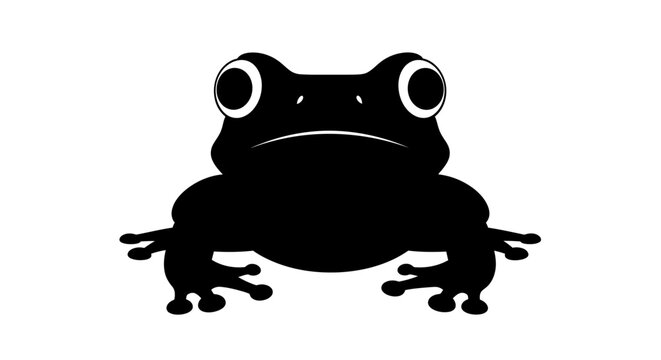 Black Silhouette of a Sad Frog with Big Eyes.