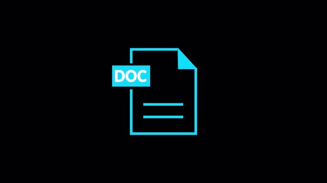 &ldquo;Minimal Document File Icon Animation &ndash; DOC Format Motion Graphics&rdquo;  on transparent background 4K animation with alpha channel for Business, App UI, Web 