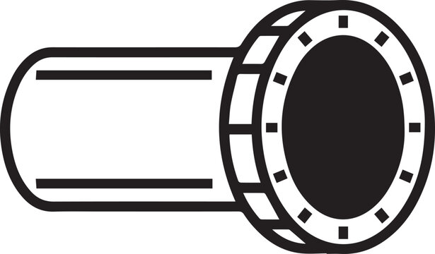 Premium Industrial Threaded Pipe Cap Vector Icon for Engineering Manuals, Mechanical Diagrams, Piping System Documentation, Technical Manuals, Factory Layouts, HVAC Schematics, Plumbing