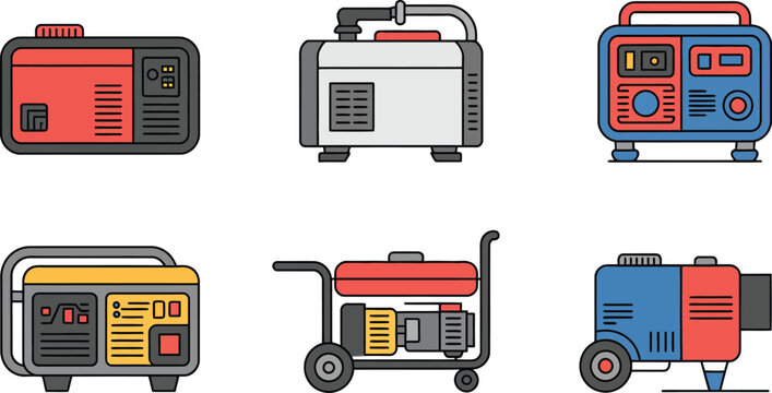 Backup generator line art modern pattern abstract vector, industrial power supply illustration
