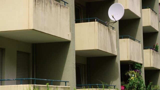 camera pan of facade of social housing 4K