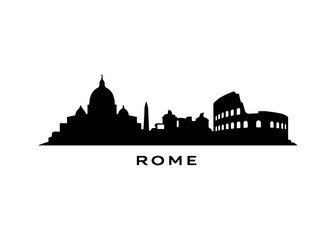 Fototapeta premium Rome city skyline city skyline on a white background