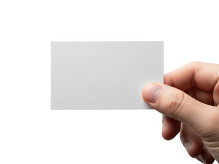 Obraz premium Hand holding blank business card isolated on transparent background