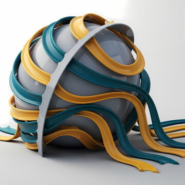 Abstract Sphere Wrapped in Intertwined Ribbons, Symbolizing Connection and Complexity