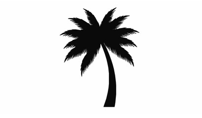 Obraz premium Palm Tree Silhouette Tropical Beach Symbol Vector Illustration
