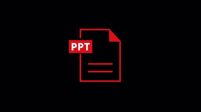 PPT file icon animation with text label isolated on  transparent background .Document types in flat style animation .4k with  alpha channel 