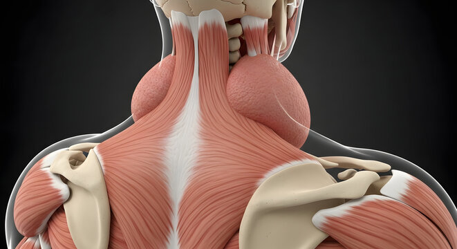 Anatomical 3D illustration of human neck buffalo hump