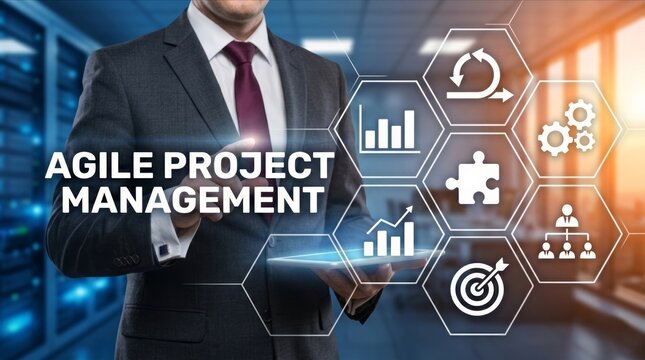 Agile Project Management Concept with Business Interface and Workflow Icons