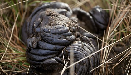 Obraz premium Dark Weathered Pile of Alien Fungus in Tall Grass
