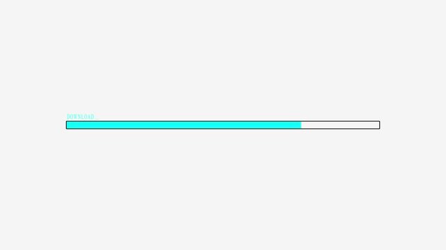 Minimalist Cyan Download Progress Bar Animation on White Background, Seamless Loop.4kvideo
