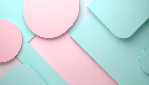 Minimalist pastel paper layers with soft shadows on teal background