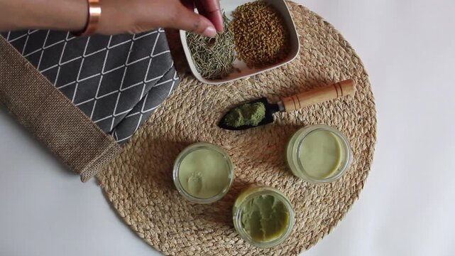 Fenugreek and Rosemary Natural Ingredients Close-Up