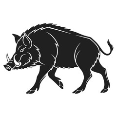 Fototapeta premium Wild Boar Silhouette Vector – Aggressive Forest Animal Illustration