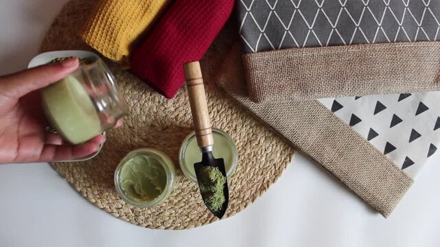 Herbal Hair Products Display in Glass Jars