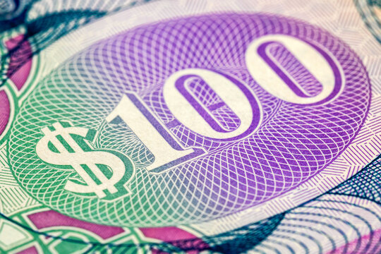 100 Dollar Guyana Banknote with a fragment for designers. Denomination 100 dollars. Money of Guyana.