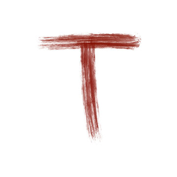 Hand Painted Capital Letter T in Deep Red