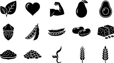 black and white icons of various food items and symbols on white background © Pixel Verses