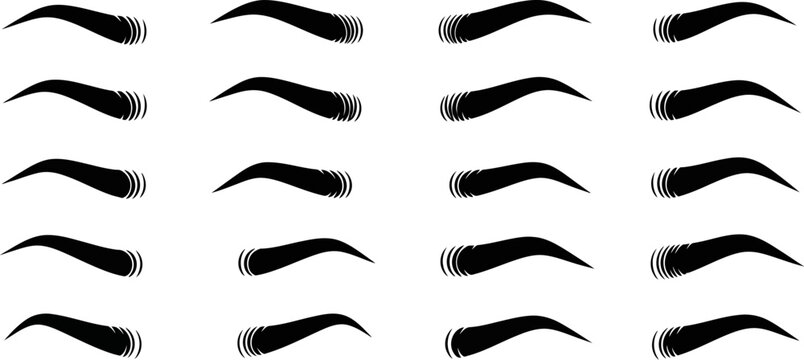 Various mustache silhouettes on white background for design and illustration  various mustache silhouettes on white background