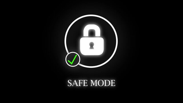 Computer Safe Mode Activation and System Security Concept Maintenance Troubleshooting Padlock. 