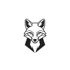 Fototapeta premium Geometric black and white fox head logo design with sharp lines and abstract style.