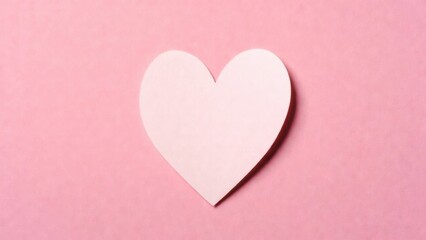 Fototapeta premium Paper heart centered on pink background with soft shadow