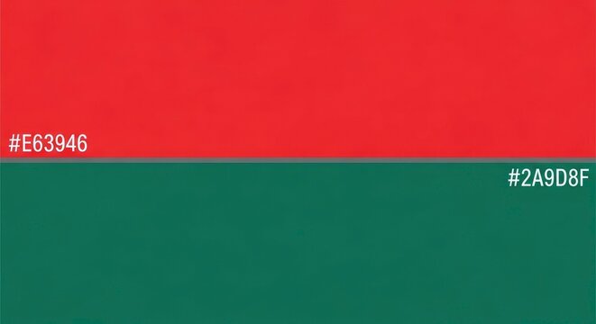 Simple two tone background with hex codes red and teal