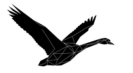 Obraz premium Geometric Black Swan Flying Silhouette Vector Art.