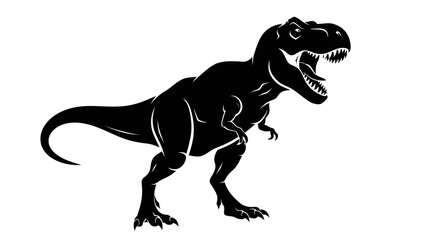 Silhouette of a fierce Tyrannosaurus Rex dinosaur roaring. © Asahi