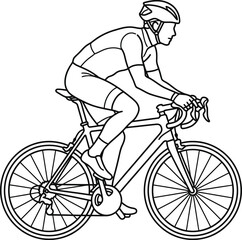 Naklejka premium Modern minimalist line art illustration of a professional road cyclist in racing position