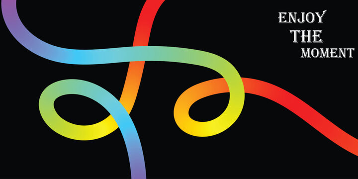 Vibrant abstract illustration with swirling multi-colored lines on a deep black background, evoking a sense of dynamic energy and connection