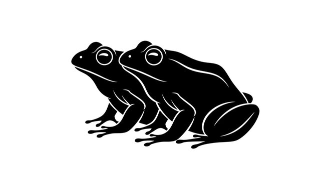 Two Black Frogs Silhouette Illustration.