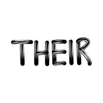 Glossy Black Brushstroke Effect Lettering for the Word Their