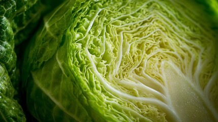 Obraz premium Close-up of a cabbage wedge showing natural geometric layers