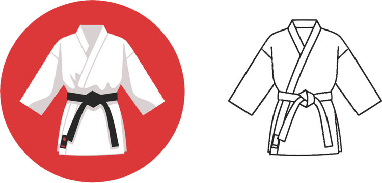 Karate gi with black belt represents martial arts discipline and athletic training.