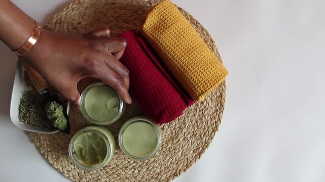Moringa Powder and Herbal Ingredients Display