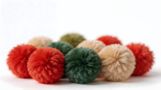 Colorful fluffy pom poms