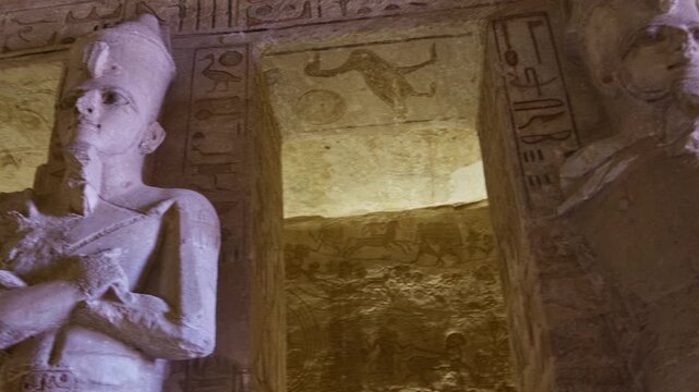 Low angle view of Ramesses II, Abu Simbel temple. Egypt.