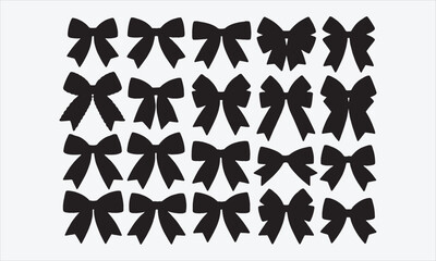 Collection of hand drawn bows, ribbons. For Christmas ornament, holiday, party decor, birthday, festive gift, presents wrapping, xmas sale, valentine and mor © DreamArtPro