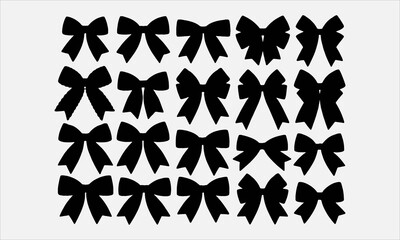 Collection of hand drawn bows, ribbons. For Christmas ornament, holiday, party decor, birthday, festive gift, presents wrapping, xmas sale, valentine and mor © DreamArtPro