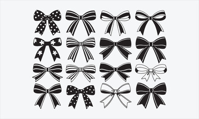 Collection of hand drawn bows, ribbons. For Christmas ornament, holiday, party decor, birthday, festive gift, presents wrapping, xmas sale, valentine and mor © DreamArtPro