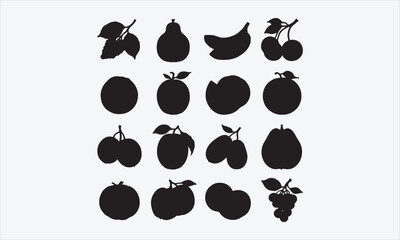 Fototapeta premium Vector hand drawn fruits icons set. Decorative retro style farm product restaurant menu, market label
