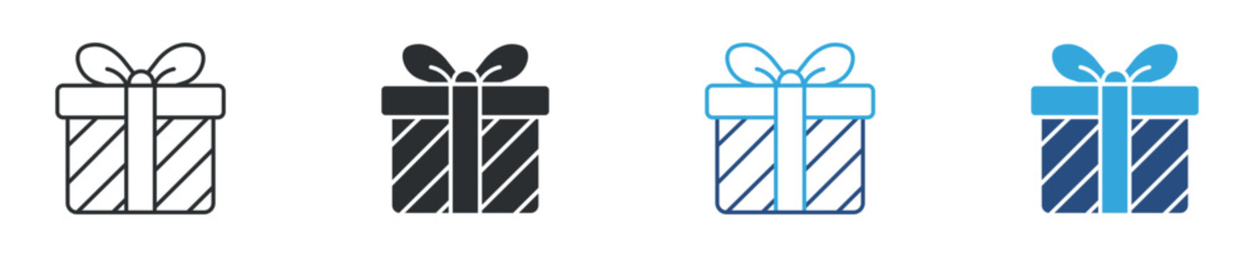 Gift Box Icon Set, Present and Celebration Symbols, Holiday Surprise and Packaging Icons, Vector Illustration