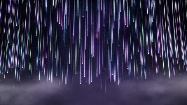 Starfall curtain drifting frame sparkling trails cosmic fog cinematic ambience