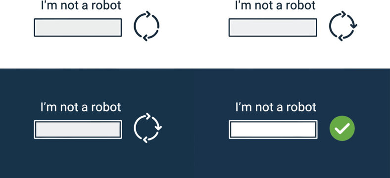 CAPTCHA verification interfaces display security checks for website access, ensuring human.