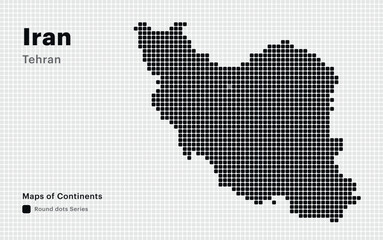 Obraz premium Modern Iran Map and Tehran Capital Made of Multiple Rounded Square Points