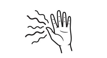 Fototapeta premium Hand with heat waves, hot palm, thermal effect, vector icon