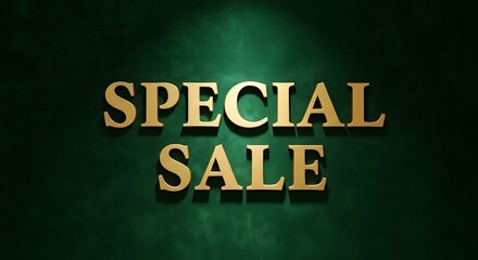 Obraz premium Luxury Gold Special Sale 3D Sign on Textured Dark Green Background